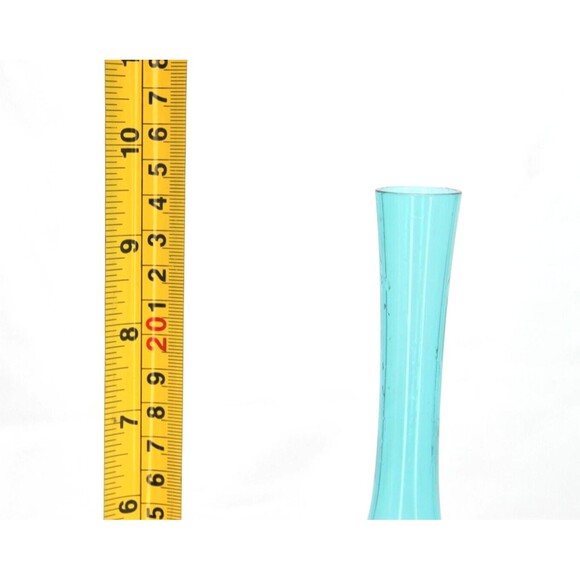 Dimpled Bulb Vase Hand Blown Art Glass Sweden MCM  Aqua Blue - Picture 5 of 16